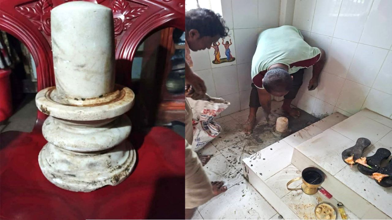 আগৈলঝাড়ায় মাটির নিচ থেকে উদ্ধার রহস্যময় কষ্টিপাথরের মূর্তি